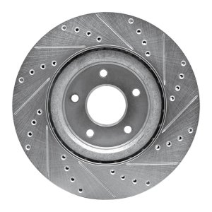 Nissan X-Trail Brake Rotor (1) - Front Left - R1 Concepts - Drilled & Slotted - Silver - `14-`19